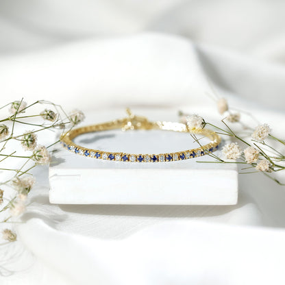 Certified Lab Grown Diamond and Sapphire Wedding Tennis Bracelet