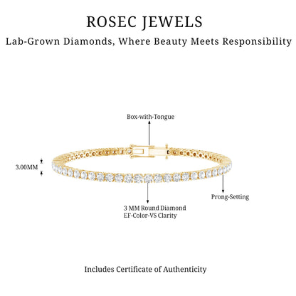 Certified Lab Grown Classic Round Diamond Tennis Bracelet