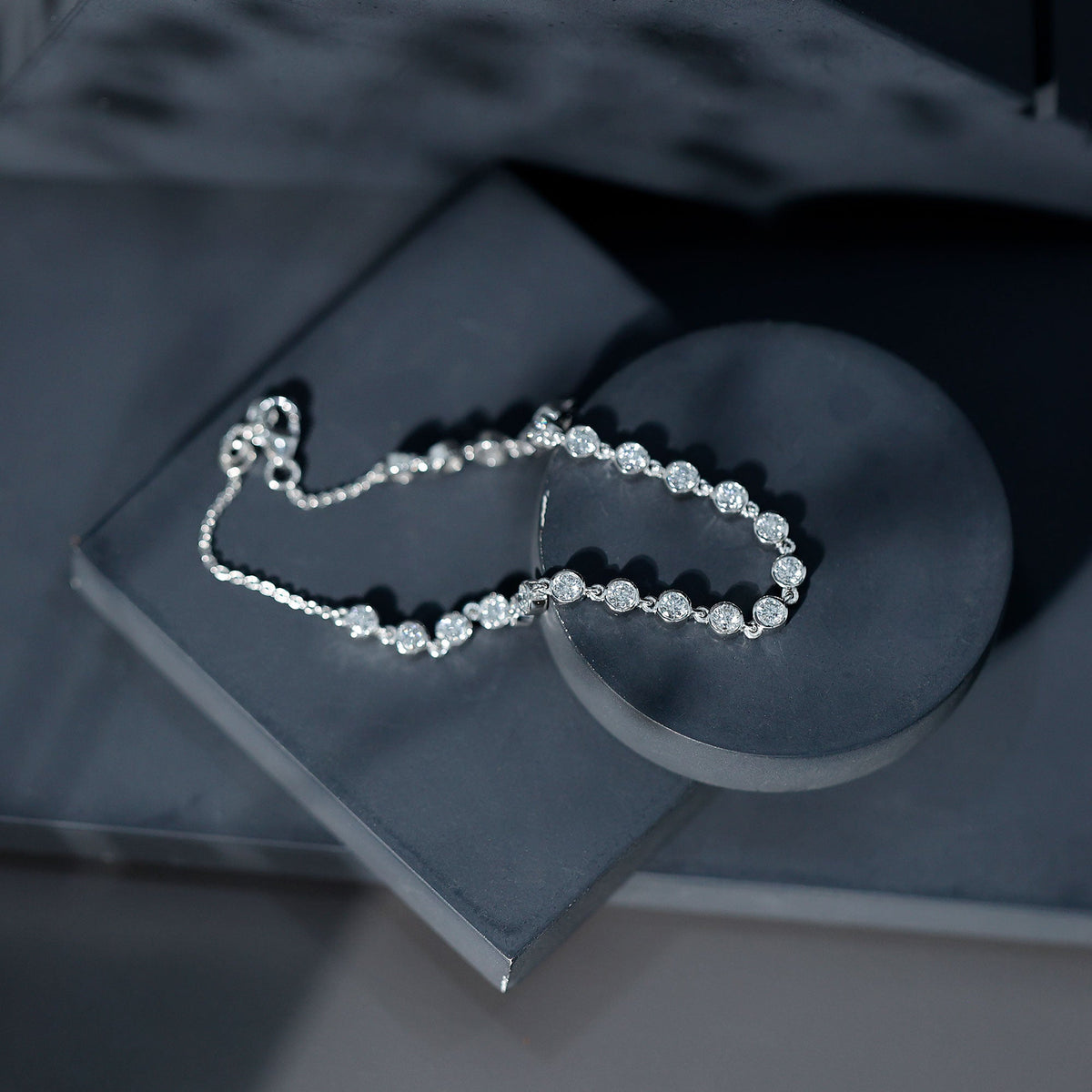 Certified Lab Grown Bezel Set Diamond Eternity Chain Bracelet