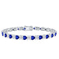 Heart Shape Lab Grown Blue Sapphire and Diamond Tennis Bracelet