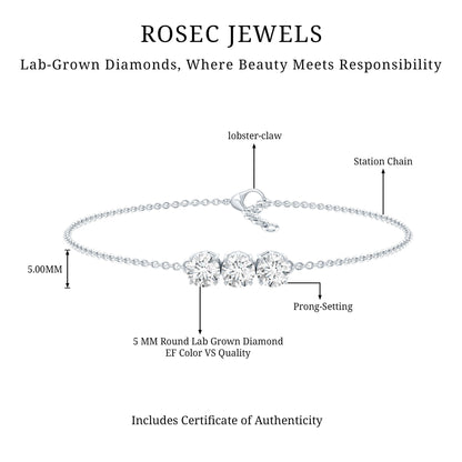 Certified 5 MM Lab Grown Diamond Bracelet for Women