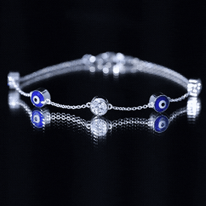Lab Grown Bezel Set Diamond Evil Eye Bracelet