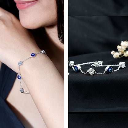 Lab Grown Bezel Set Diamond Evil Eye Bracelet