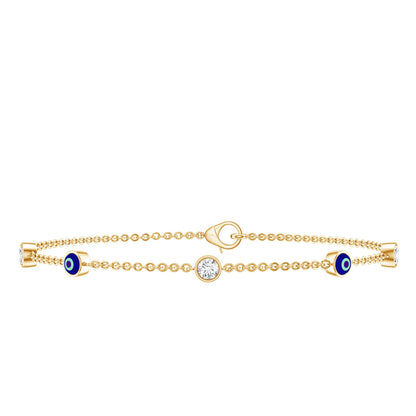 Lab Grown Bezel Set Diamond Evil Eye Bracelet