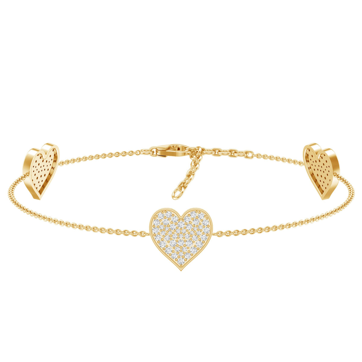 Pave Set Lab Grown Diamond Heart Bracelet for Women