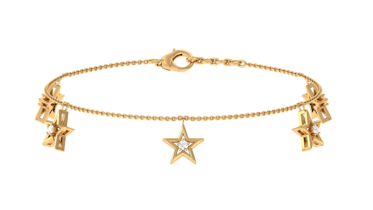 Certified Diamond Star Charm Bracelet For Women