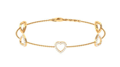 Certified Diamond Heart Chain Bracelet in Prong Setting