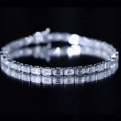 Emerald Cut Lab Grown Diamond Tennis Bracelet in Bezel Setting