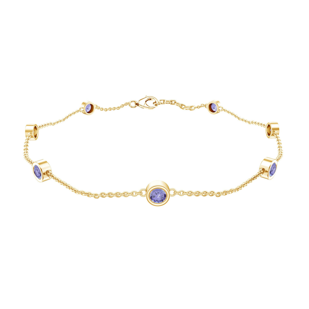 Certified Natural Tanzanite Chain Bracelet for Her