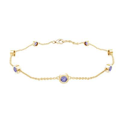Certified Natural Tanzanite Chain Bracelet for Her