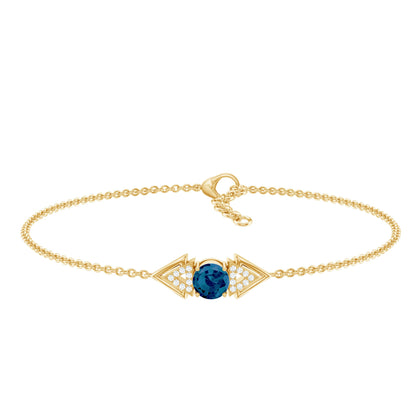 Real London Blue Topaz and Diamond Chain Bracelet