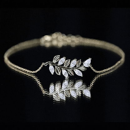 Certified Moissanite Leaf Chain Bracelet for Women