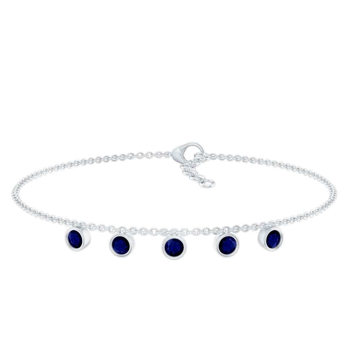 Bezel Set Blue Sapphire Charm Bracelet