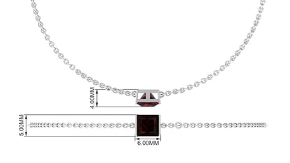 Genuine 1.4 Carat Princess Cut Garnet Solitaire Chain Bracelet
