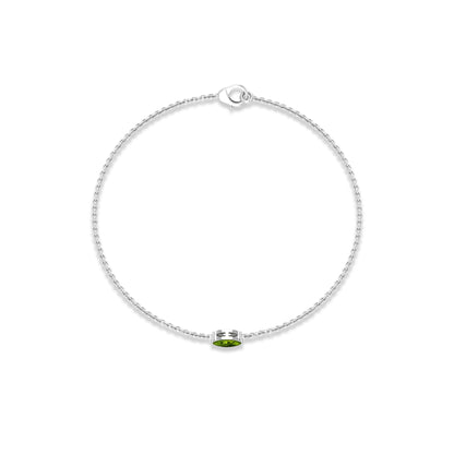 Genuine 0.74 Carat Marquise Cut Solitaire Peridot Chain Bracelet