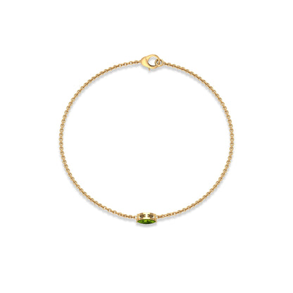 Genuine 0.74 Carat Marquise Cut Solitaire Peridot Chain Bracelet