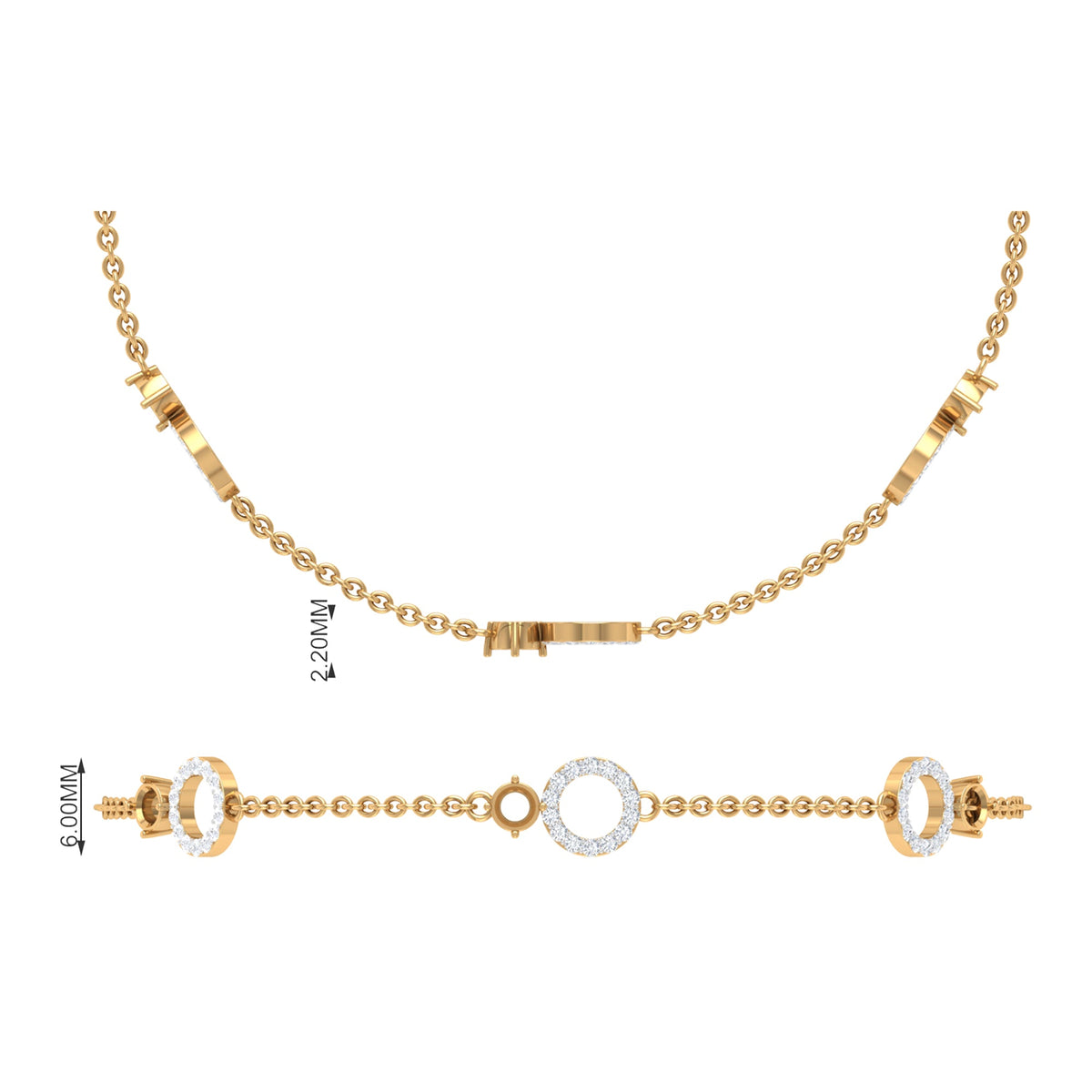 Genuine Emerald and Diamond Station Chain Bracelet