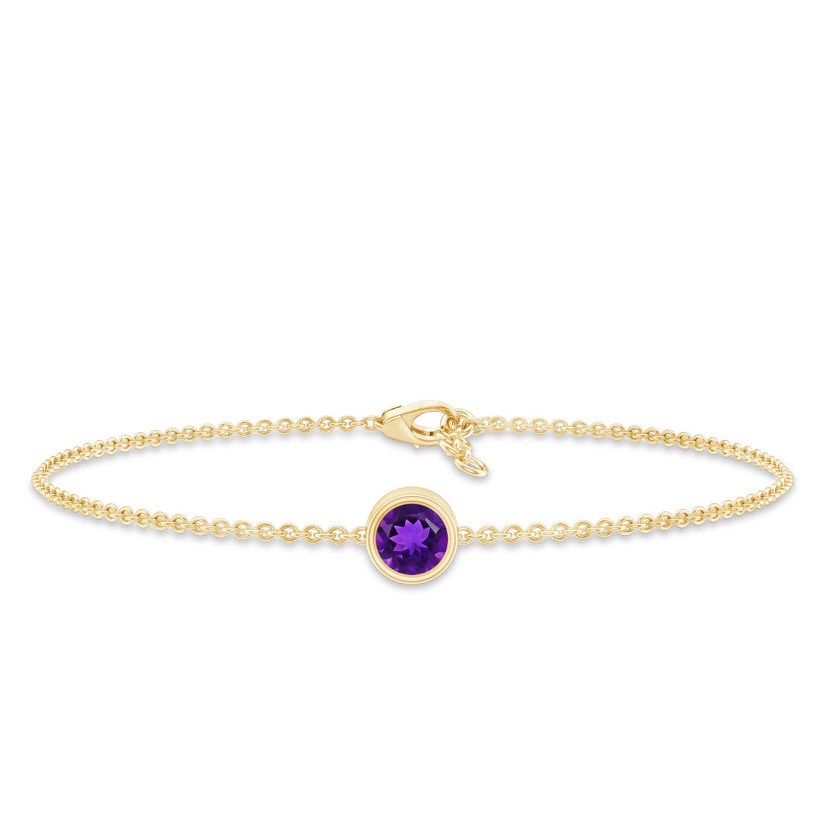 1.2 Carat Genuine Amethyst Solitaire Chain Bracelet in Bezel Set