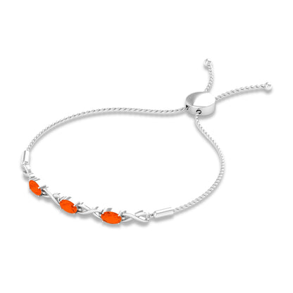Natural Oval Fire Opal Infinity Bolo Bracelet for Women