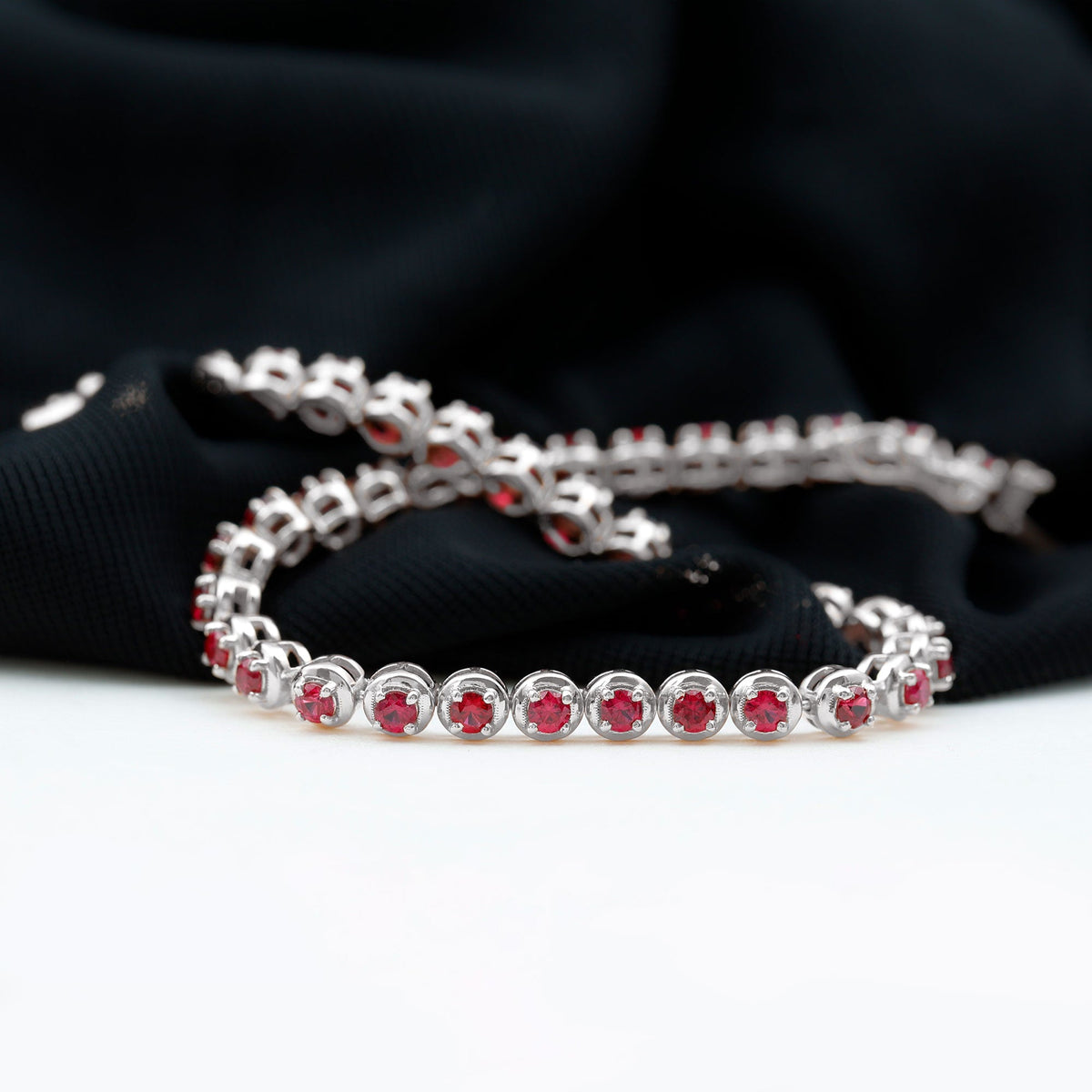 Certified Lab Grown Ruby Tennis Bracelet for Women
