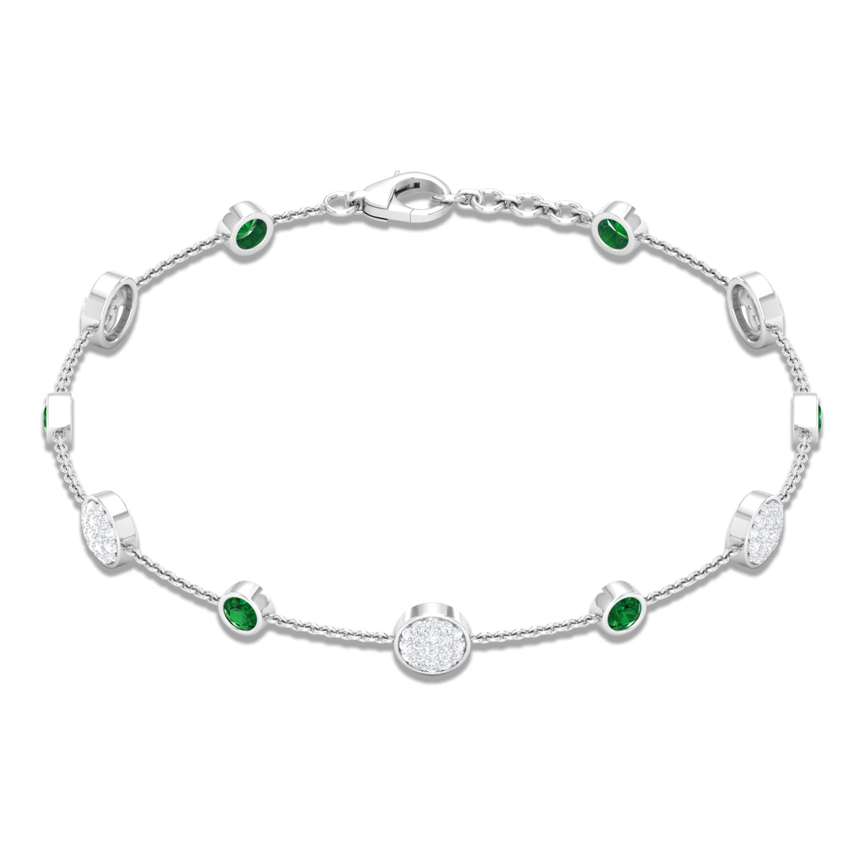 Genuine Emerald and Diamond Station Bracelet with Certificate