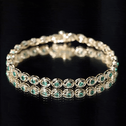 Lab Created Emerald Tennis Bracelet in Bezel Setting