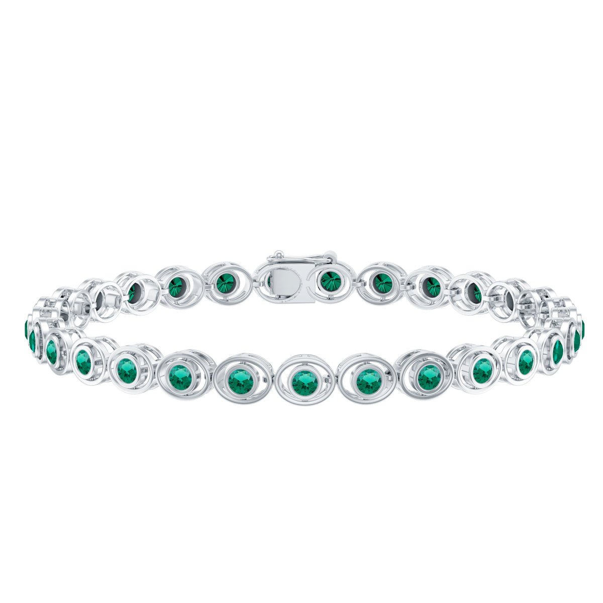 Lab Created Emerald Tennis Bracelet in Bezel Setting