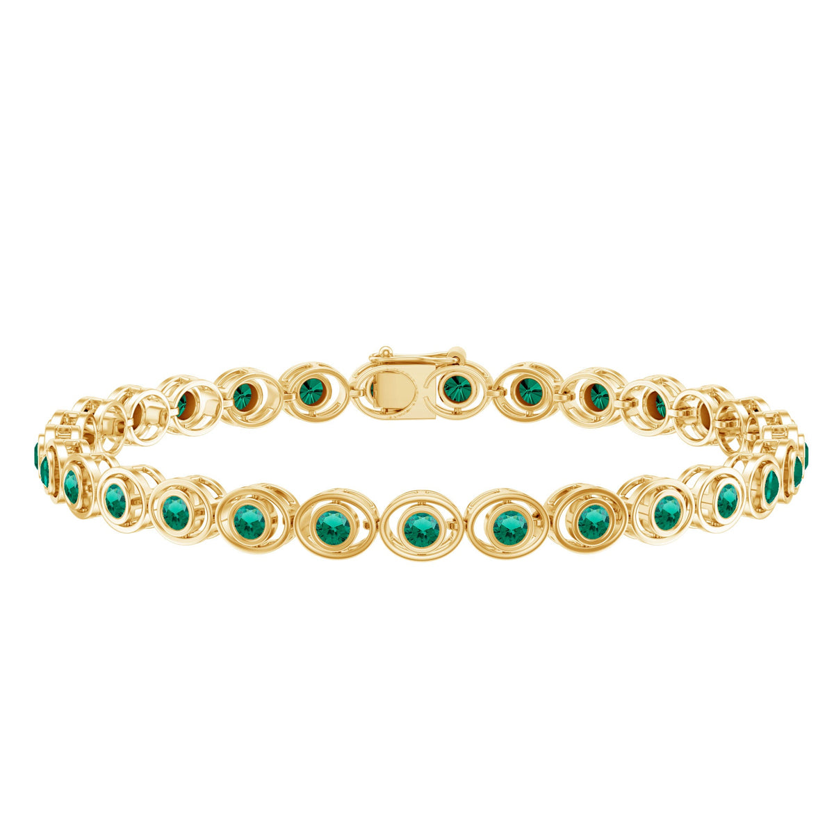 Lab Created Emerald Tennis Bracelet in Bezel Setting