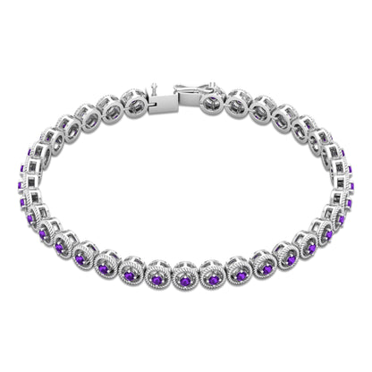 Natural Amethyst Tennis Bracelet for Women