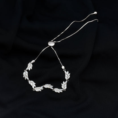 Leaf Bolo Bracelet with Marquise Cut Moissanite