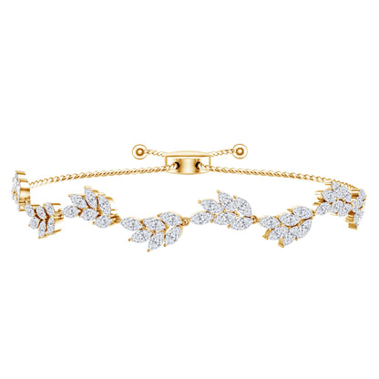 Leaf Bolo Bracelet with Marquise Cut Moissanite