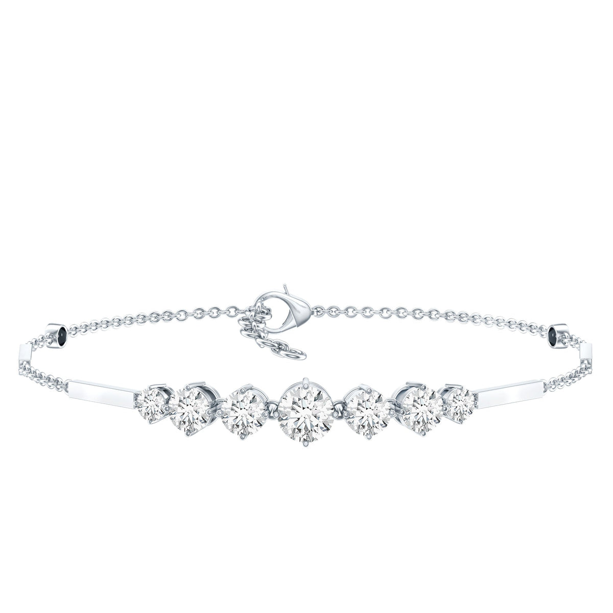 Round Moissanite Link Chain Bracelet for Women