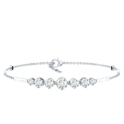Round Moissanite Link Chain Bracelet for Women