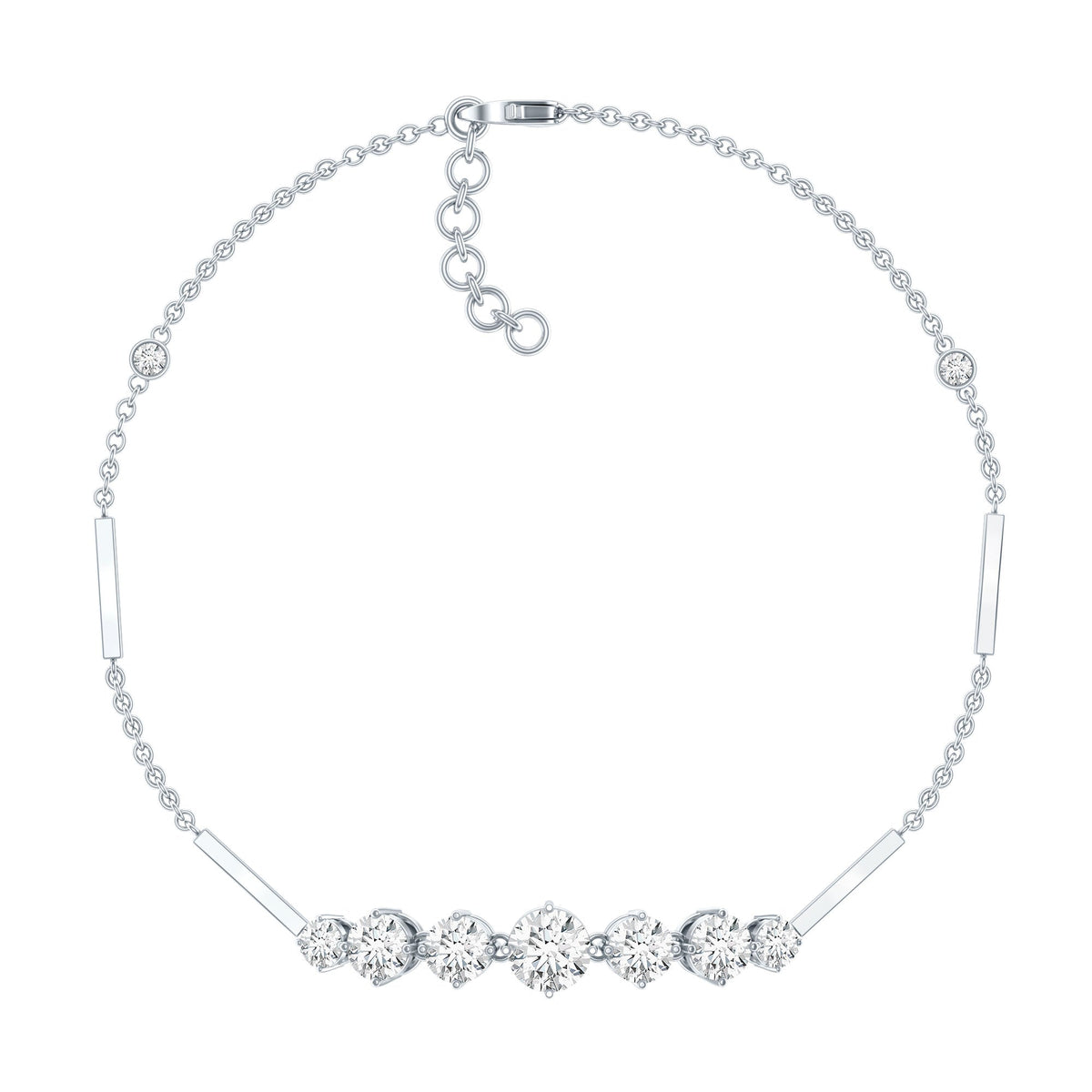 Round Moissanite Link Chain Bracelet for Women