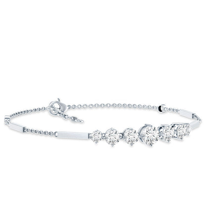 Round Moissanite Link Chain Bracelet for Women