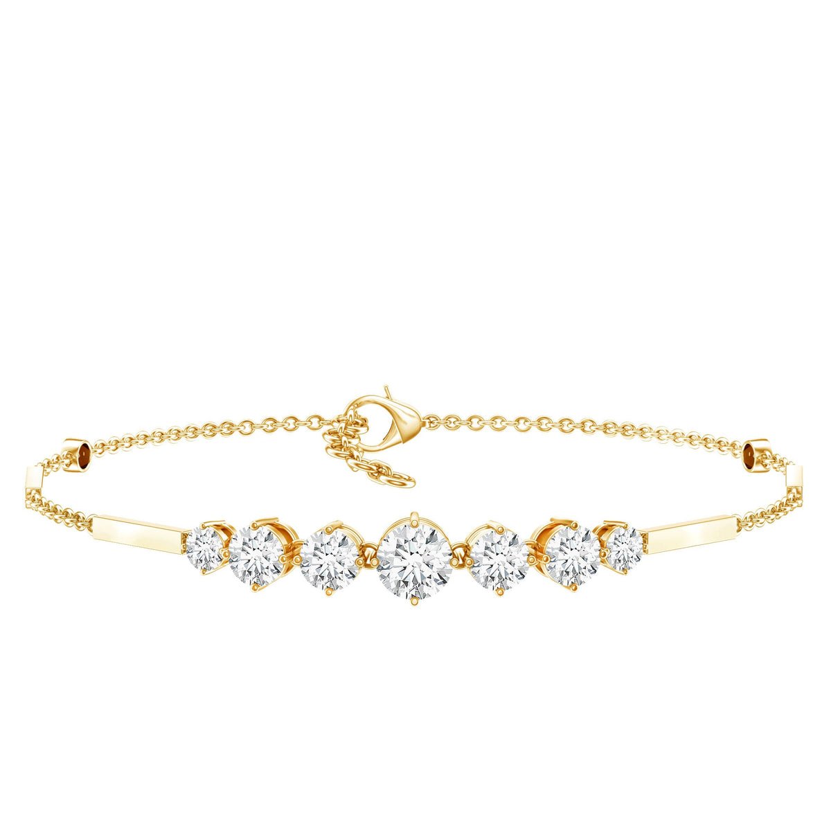 Round Moissanite Link Chain Bracelet for Women