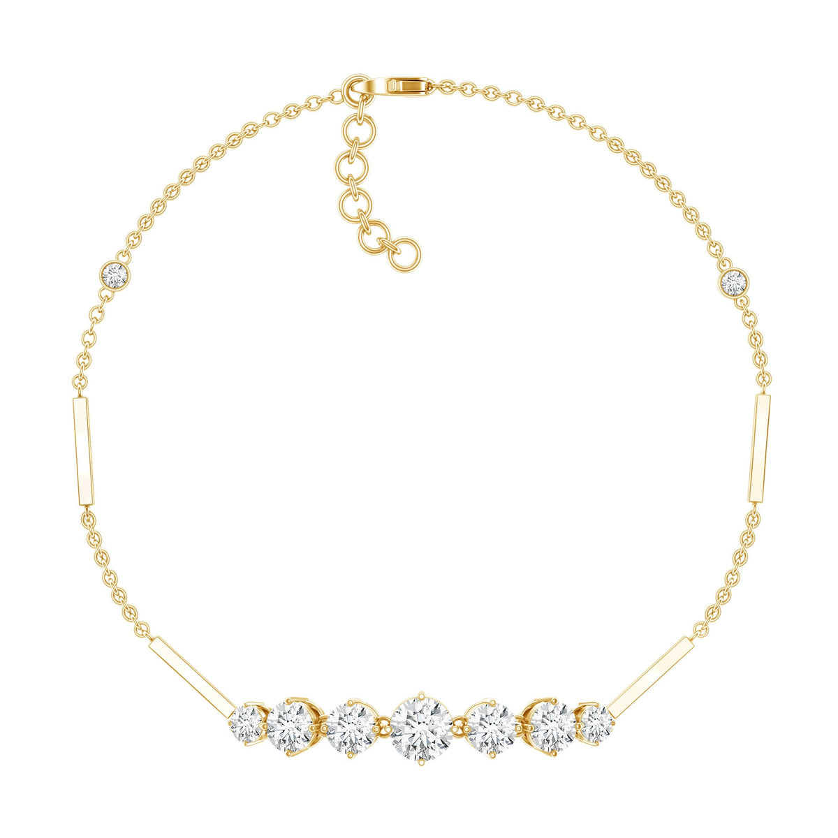 Round Moissanite Link Chain Bracelet for Women