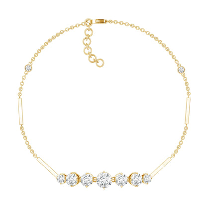 Round Moissanite Link Chain Bracelet for Women