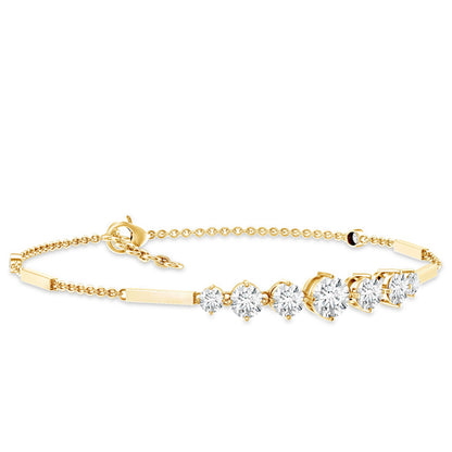 Round Moissanite Link Chain Bracelet for Women