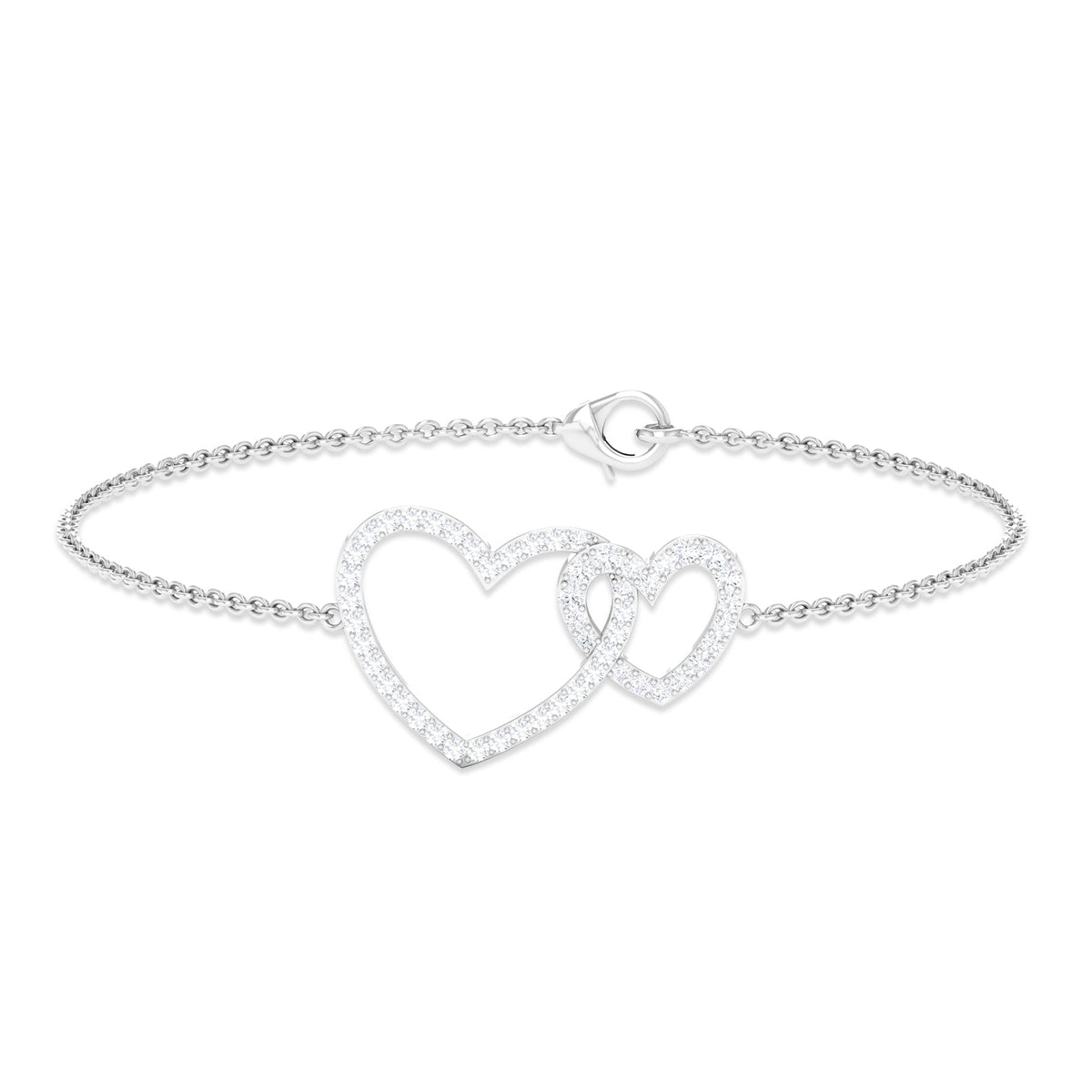 Natural Diamond Two Heart Bracelet for Women