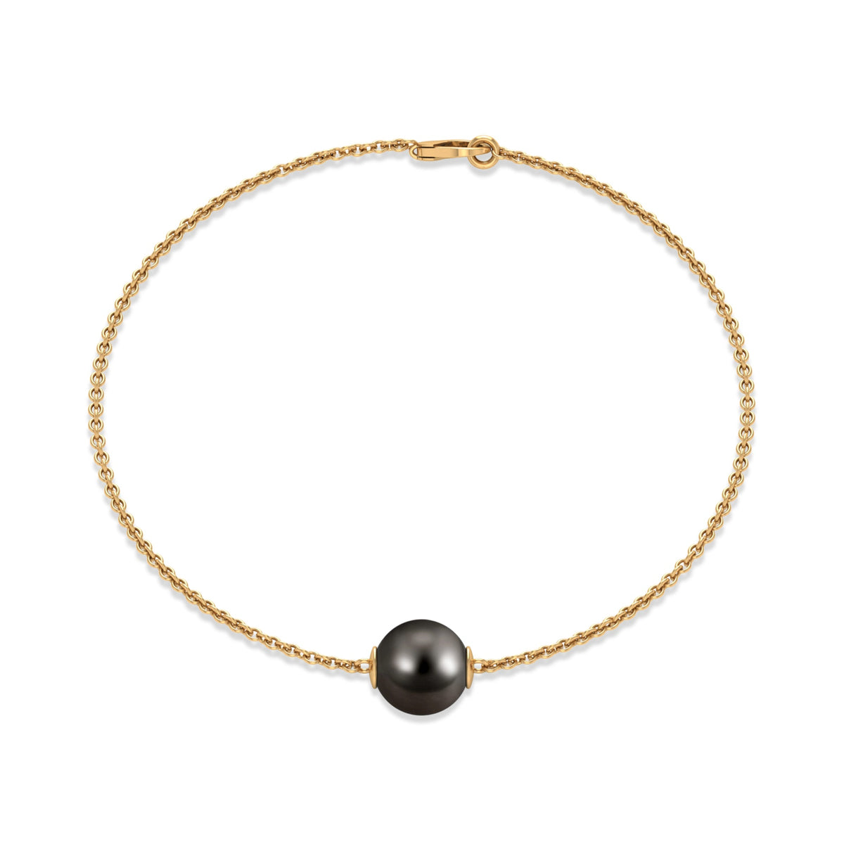 7.5 Carat Solitaire Tahitian Black Pearl Bracelet with Lobster Clasp