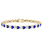 Certified Lab Grown Blue Sapphire Heart Tennis Bracelet with Moissanite