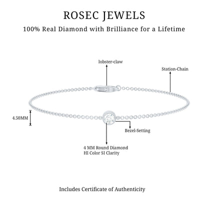 Certified Diamond Chain Bracelet in Bezel Setting