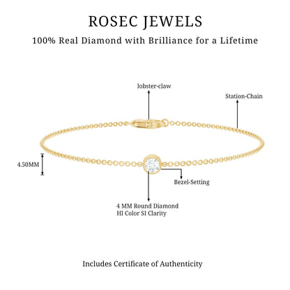 Certified Diamond Chain Bracelet in Bezel Setting