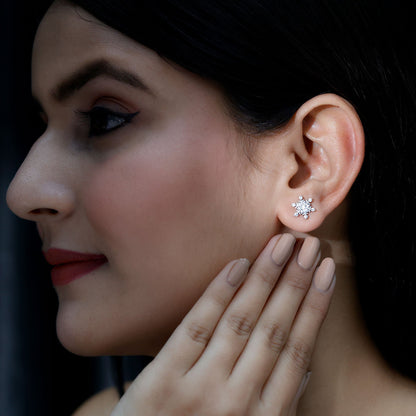 Moissanite Snowflake Stud Earrings for Her