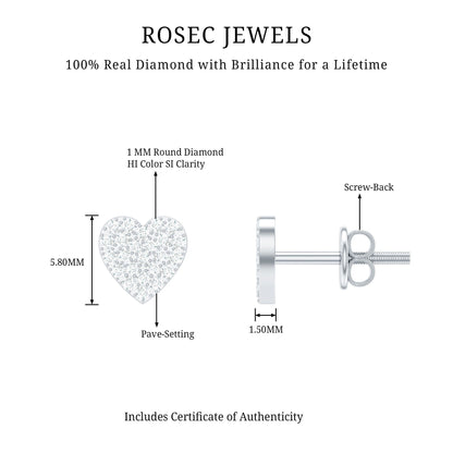 Natural Diamond Heart Stud Earrings for Women