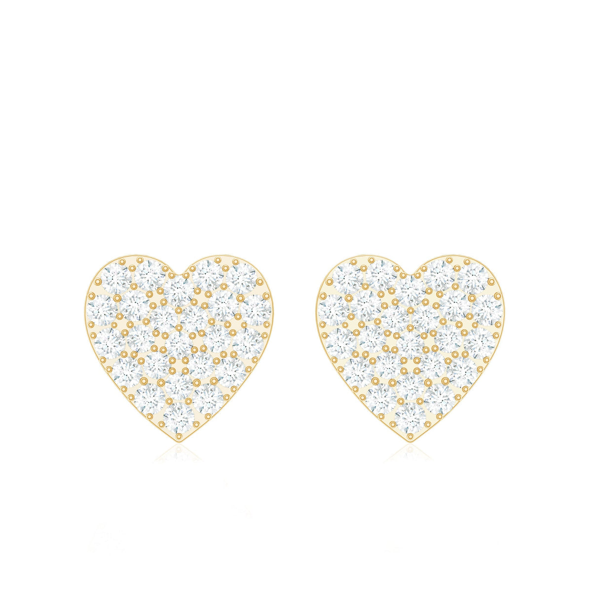 Natural Diamond Heart Stud Earrings for Women