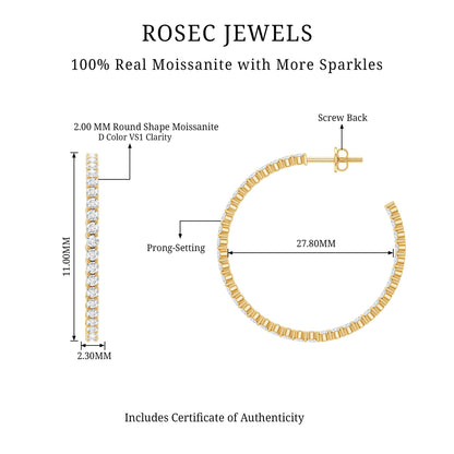 Certified Moissanite Big Hoop Earrings for Women