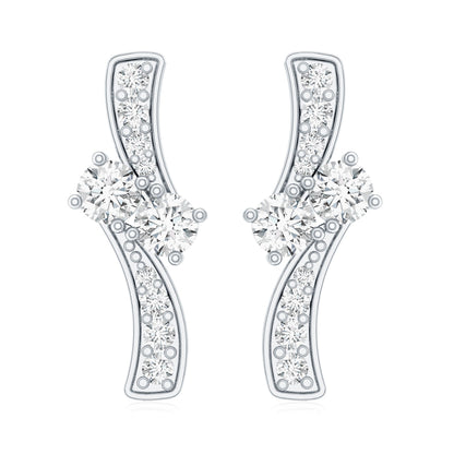 Lab Grown Diamond Two Stone Stud Earrings With Screw Back