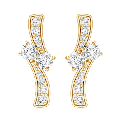 Lab Grown Diamond Two Stone Stud Earrings With Screw Back